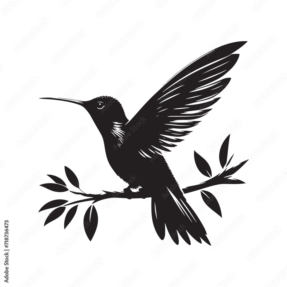 Obraz premium Wings of Whimsy: Humming Bird Silhouettes in a Whimsical Flight, a Ballet of Beauty in the Open Sky - Humming Bird Silhouette - Humming Bird Illustration - Humming Bird Vector 