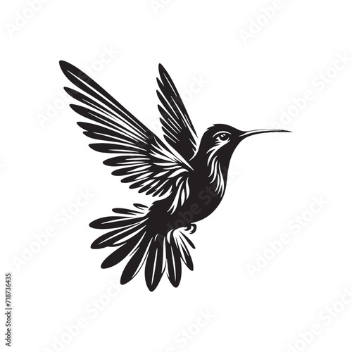 Resplendent Plumage: Humming Bird Silhouettes Showcasing the Mesmerizing Beauty of Jewel-Toned Aerial Plumage - Humming Bird Silhouette - Humming Bird Illustration - Humming Bird Vector 