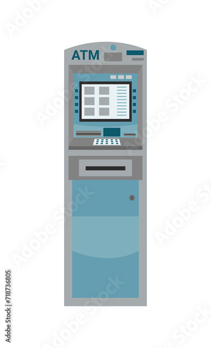 ATM machine isolated on white background. Cash machine. Banking technology.