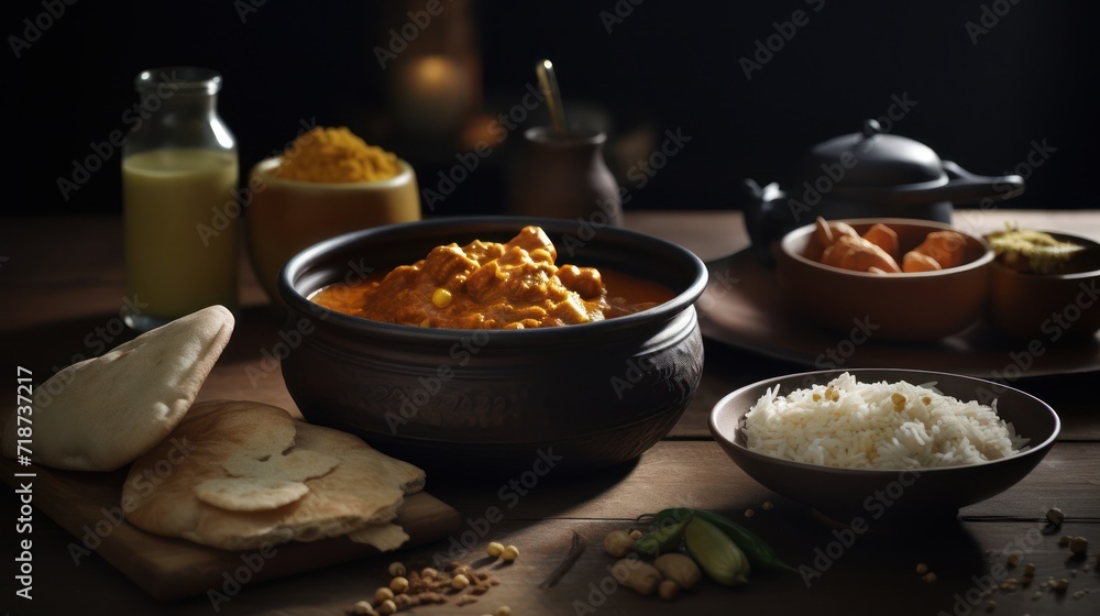 Pot of creamy and flavourful curry. Generative AI Pot of creamy and flavourful curry. Generative AI
