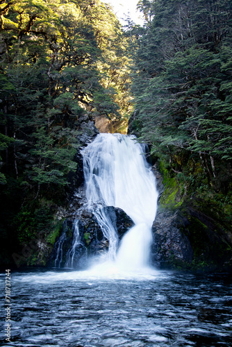 Waterfall with basin in New Zealand