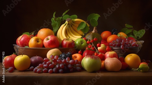 Variety of fresh fruits. Generative AI