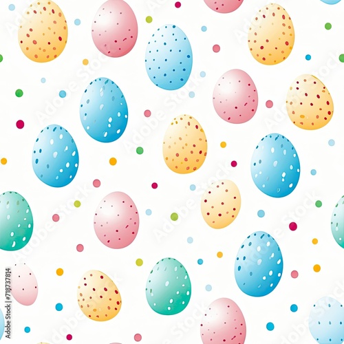 Assorted Colored Eggs on White Background Pattern