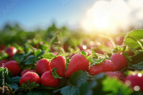 Strawberries basking in sunlight