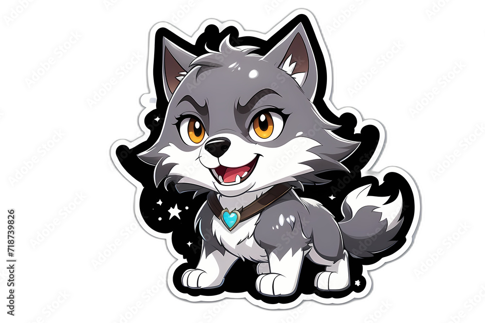 Obraz premium cute cartoon wolf sticker 