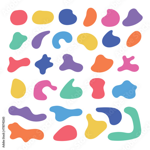 Vector blobs set pastel pink and purple colours 