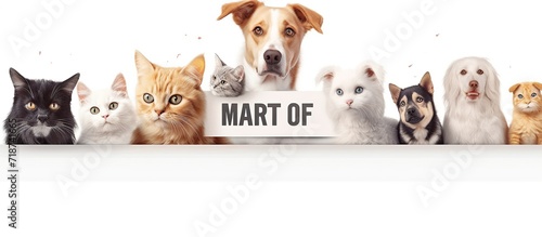 Social media poster design with pet adoption promotion. Adopt me banner with cute dogs, funny cats, paw print patterns