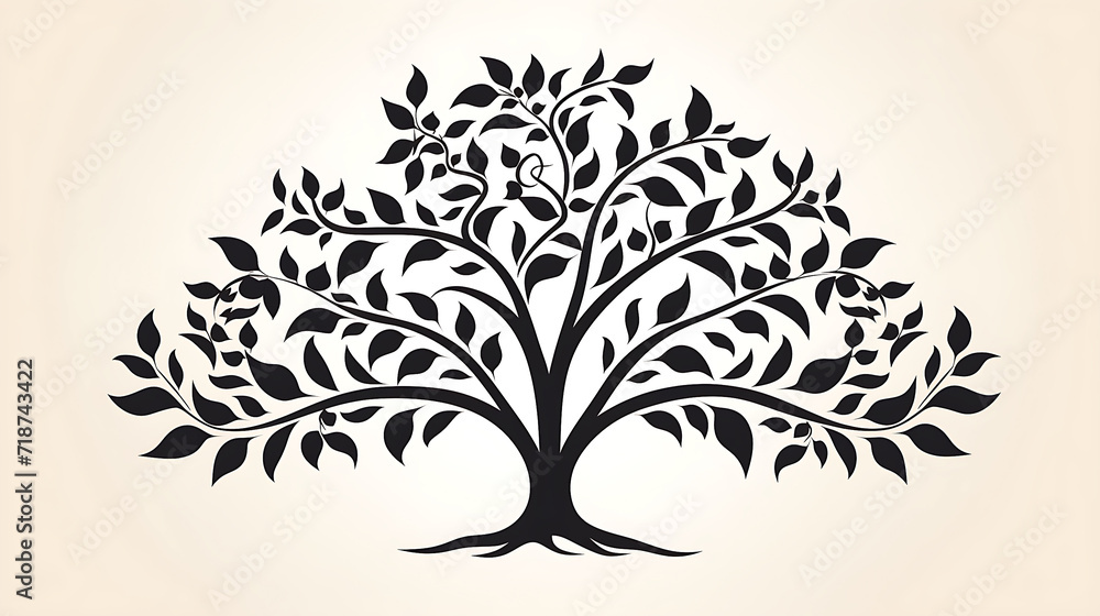 Obraz premium Black tree silhouette isolated, background, black tree clip art