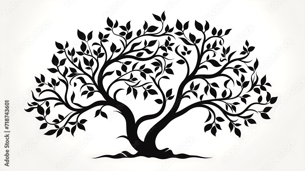 Obraz premium Black tree silhouette isolated, background, black tree clip art