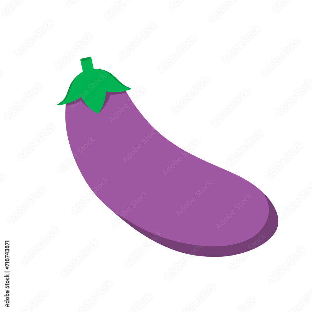 eggplant flat style vector illustration icon isolated on white and transparent background. vegetable eggplant flat style vector illustration icon isolated on white and transparent background. vegetable