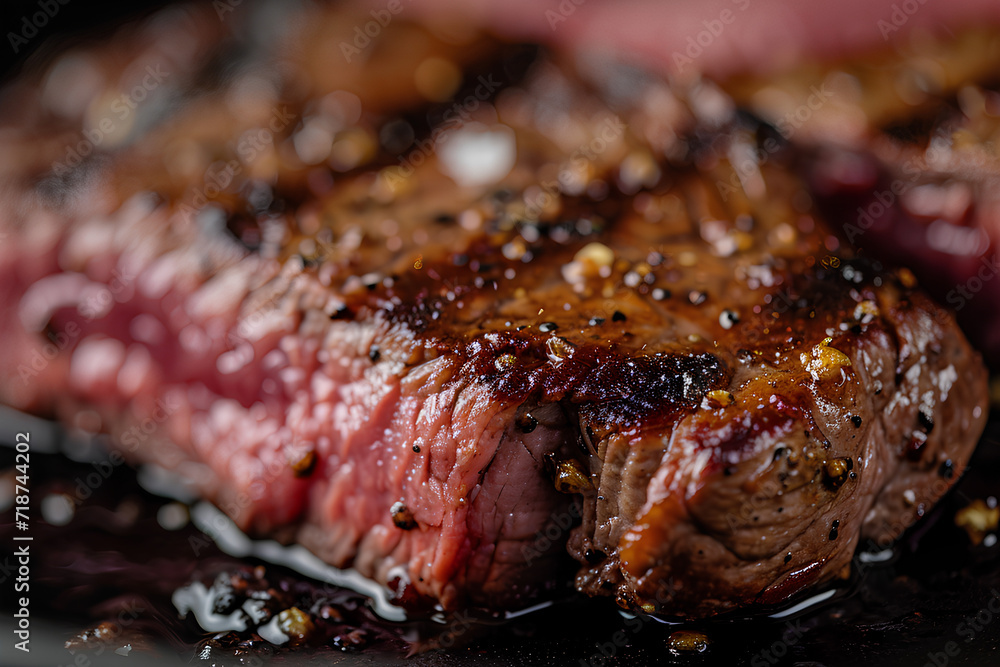 A mouthwatering close-up shot of a perfectly grilled steak A mouthwatering close-up shot of a perfectly grilled steak