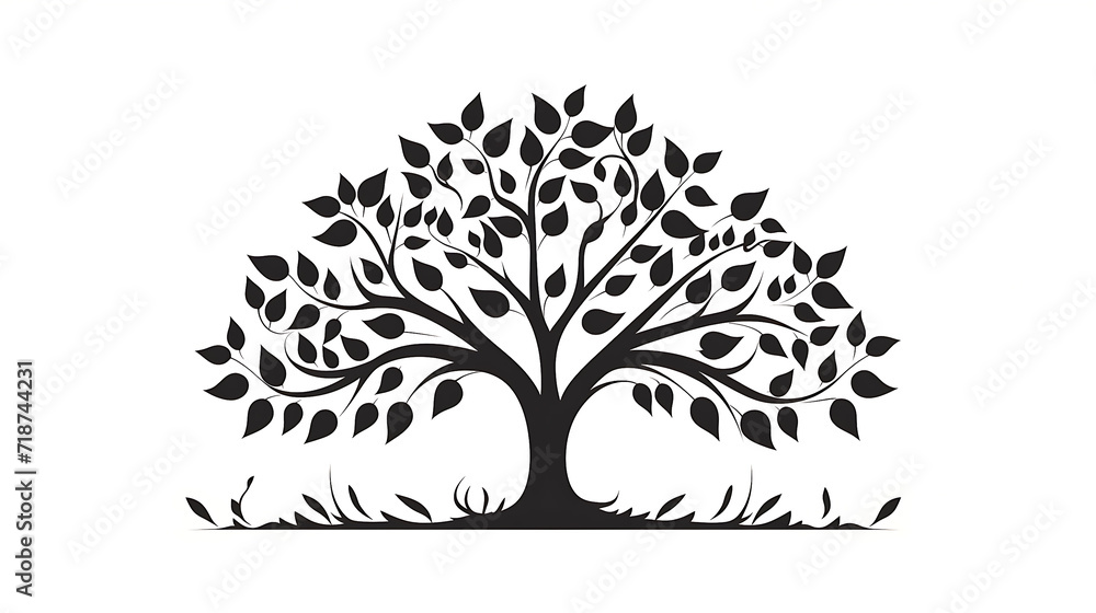 Black tree silhouette isolated, background, black tree clip art Stock ...