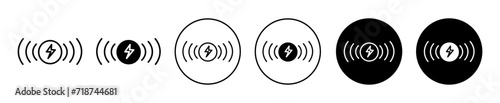 wireless charging icon sign set in outline style graphics design
