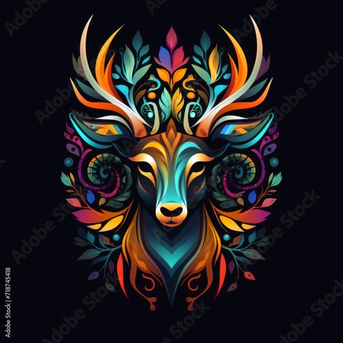 deer head symbol with colorful