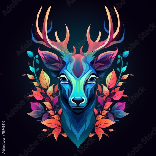 deer head symbol with colorful