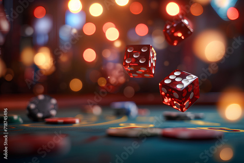 dice onto a casino table photo