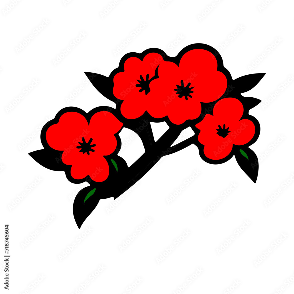 background with red flowers