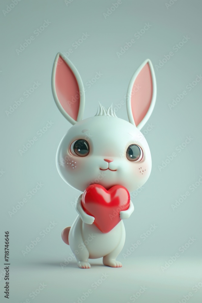 A cute bunny with a red heart. A cute bunny with a red heart.