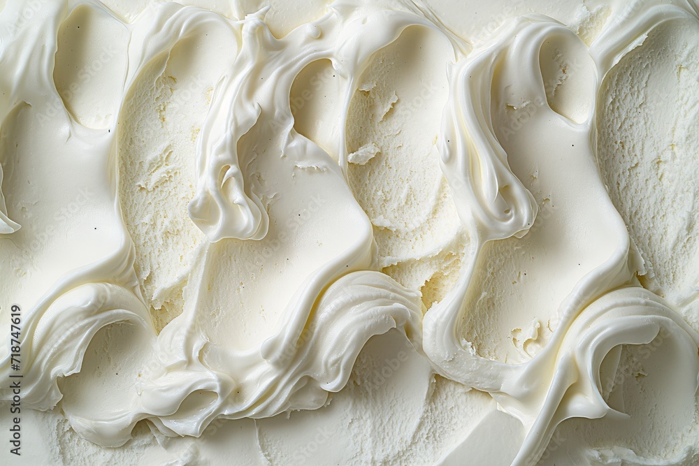Close-up of textured white vanilla flavored ice cream. The perfect refreshing summer treat Close-up of textured white vanilla flavored ice cream. The perfect refreshing summer treat