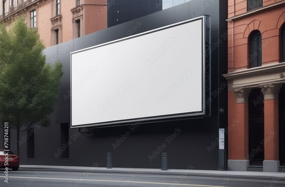 billboard in the middle of a city,Free billboard mockup
