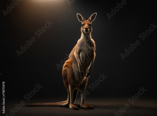 Kangaroo Presence Against Black