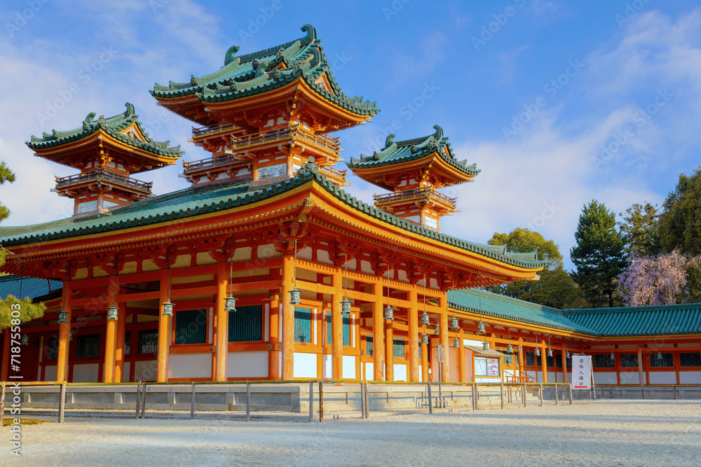 Heian Shrine built on the occasion of 1100th anniversary of the capital's foundation in Kyoto, dedicated to the spirits of the first and last emperors who reigned the city Heian Shrine built on the occasion of 1100th anniversary of the capital's foundation in Kyoto, dedicated to the spirits of the first and last emperors who reigned the city