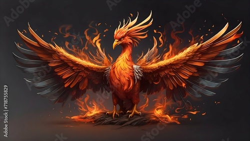 an phoenix bird with flaming wings photo