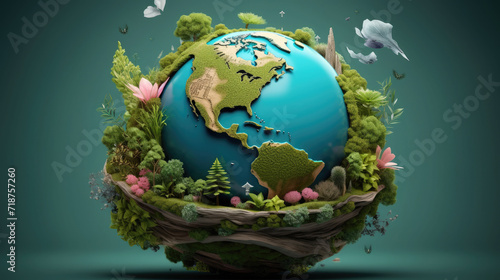 globe earth World environment day, earth day, save earth and eco concept. Concept of handmade globe on pastel background.
