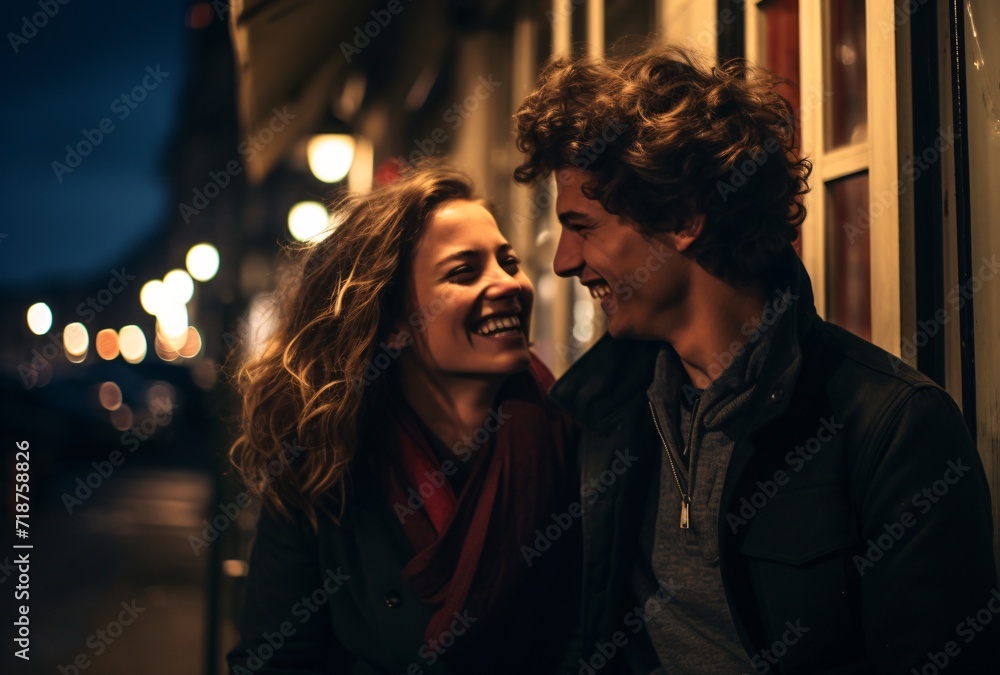 a girl and a man laughing together a girl and a man laughing together