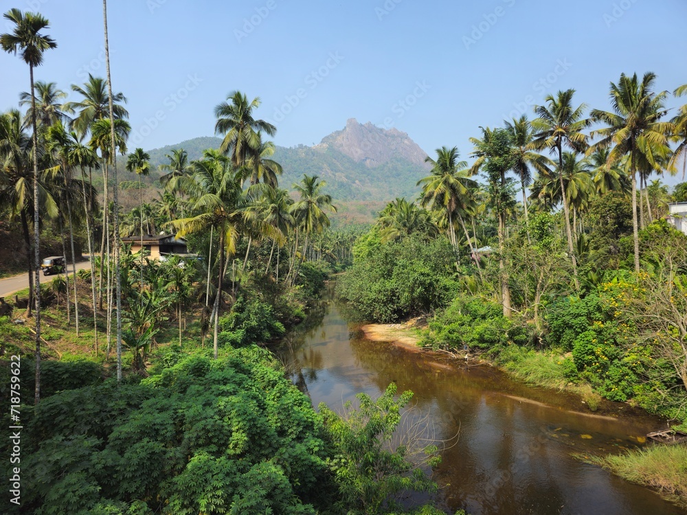 Beautiful river with mountain background in Palakkad, Kerala India. Beautiful river with mountain background in Palakkad, Kerala India.