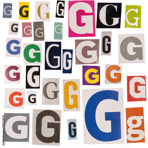 Fotografie Letter G cut out from newspapers