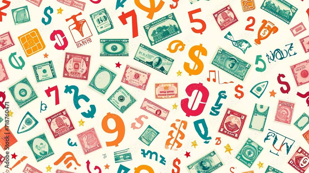 colorful seamless pattern with currencies colorful seamless pattern with currencies