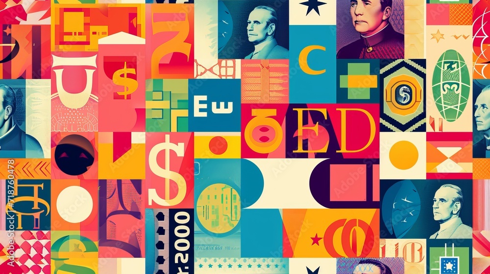 colorful seamless pattern with currencies colorful seamless pattern with currencies