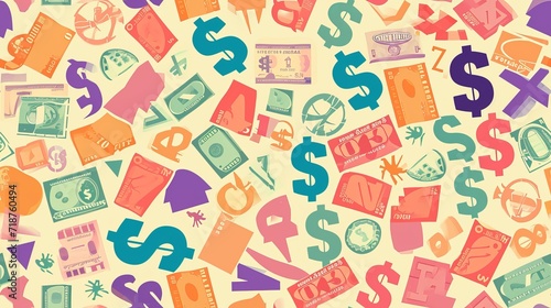 colorful seamless pattern with currencies