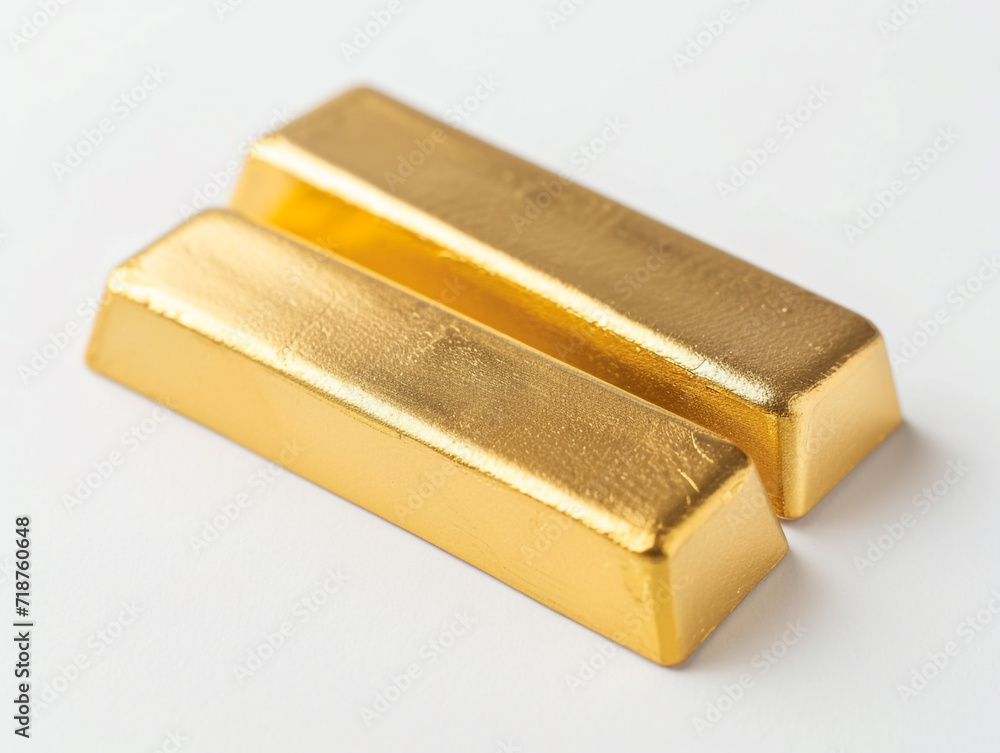 Pile of gold bars isolated on white background in minimalist style.
Pile of gold bars isolated on white background in minimalist style.