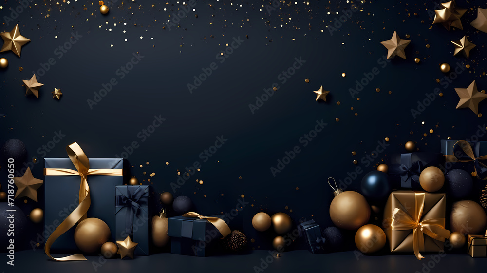 Naklejka premium Christmas ball background, Christmas and New Year holidays concept with copy space for text