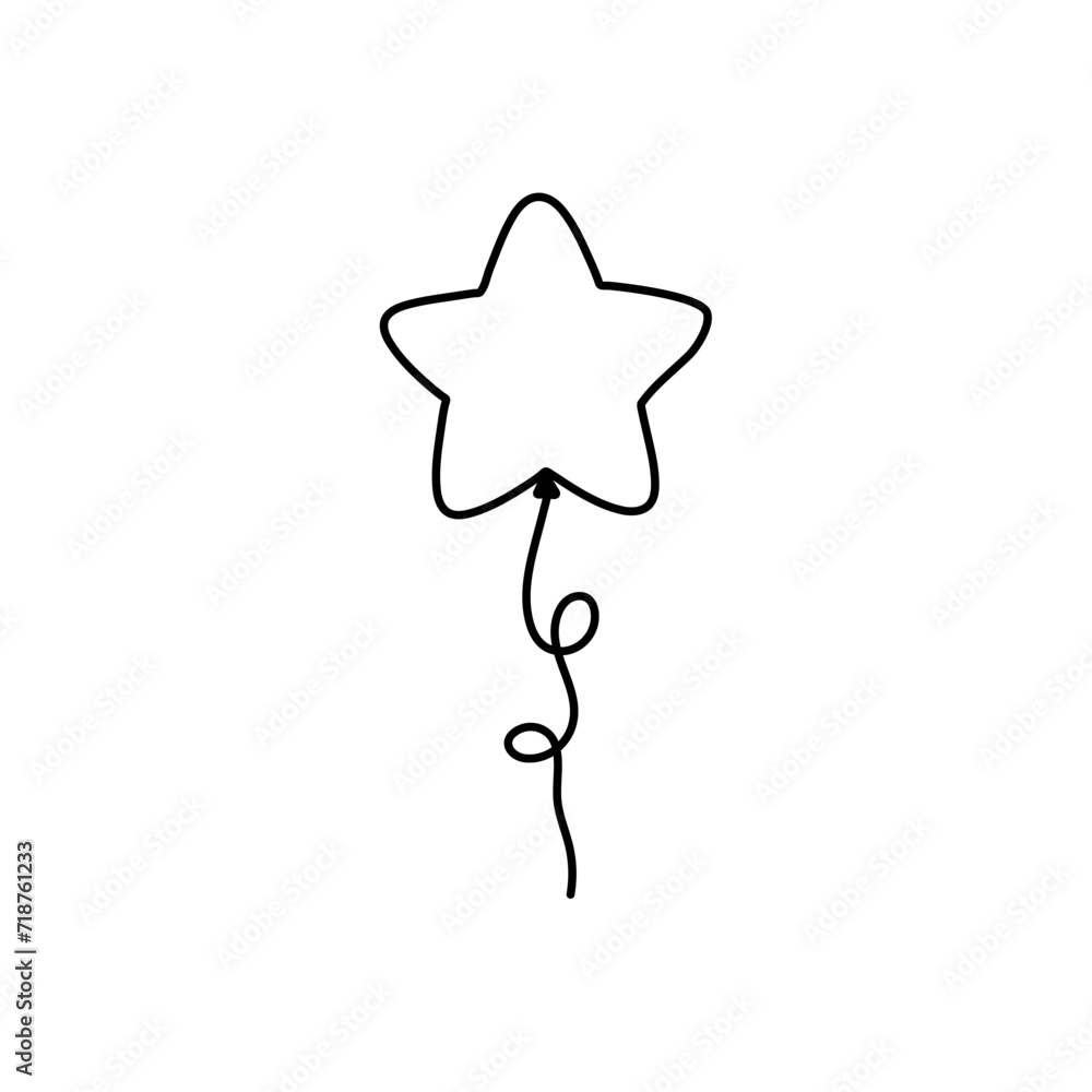 Hand drawn balloon with line string