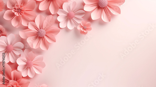 womens day background with pink flower with wide copy space for text © Yuwarin