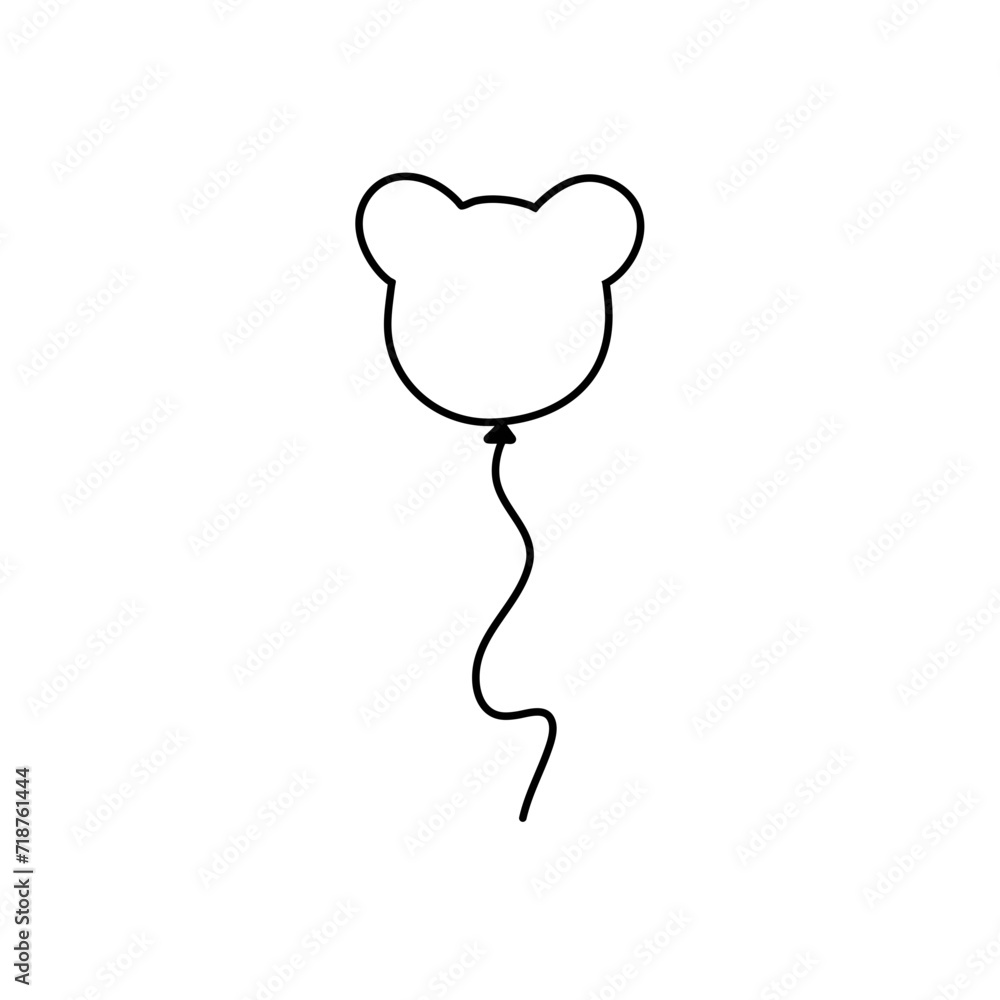 Hand drawn balloon with line string Hand drawn balloon with line string