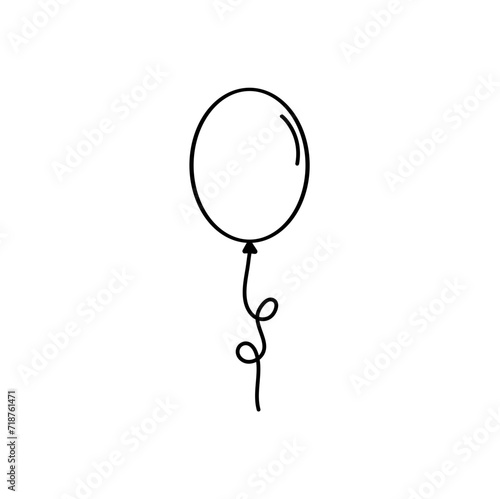 Hand drawn balloon with line string