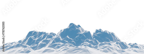Low polygon ice mountain. Glacial landform. Ice terrain.