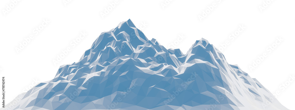 Low polygon ice mountain. Glacial landform. Ice terrain. Low polygon ice mountain. Glacial landform. Ice terrain.