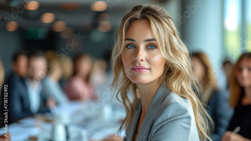 Wallpaper Mural Portrait of a beautiful blonde woman in a office meeting room. Torontodigital.ca