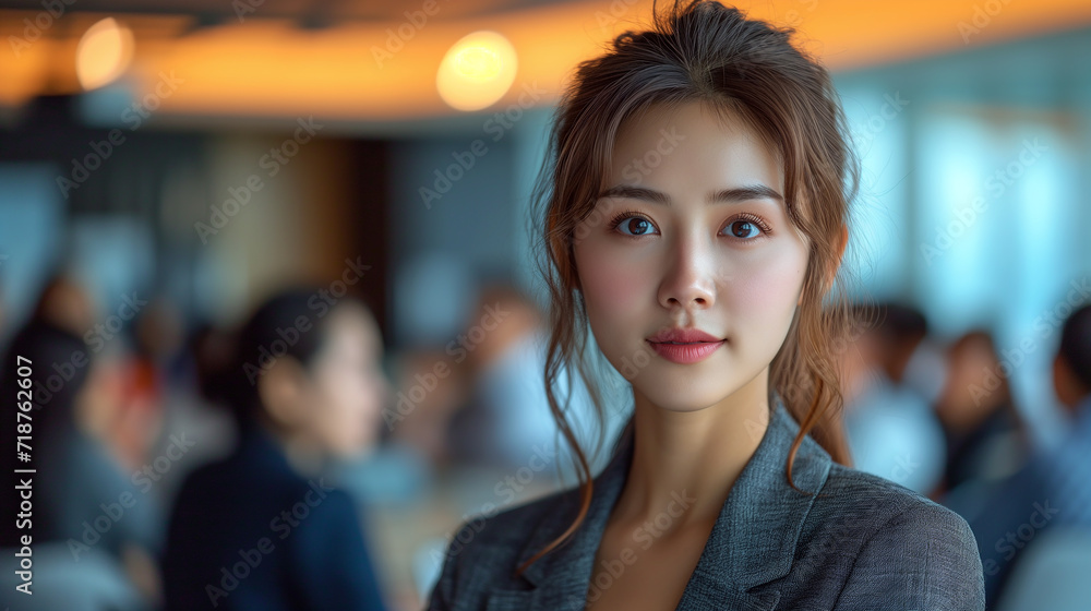 Portrait of a elegant woman at a office business meeting. Portrait of a elegant woman at a office business meeting.