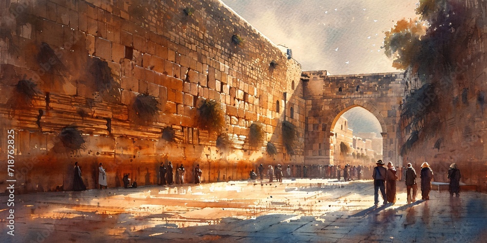 Fototapeta premium A Walk Through History: The Ancient City of Jerusalem Generative AI