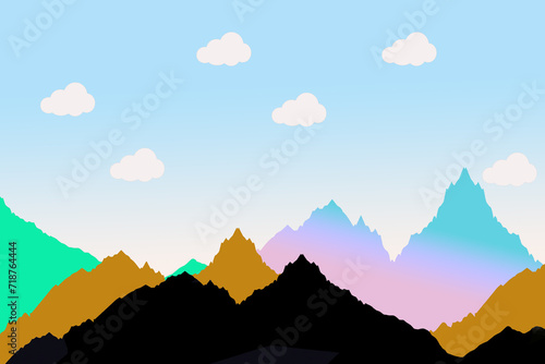 mountains with clouds.