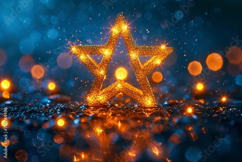 Glowing Star of the Month: Celebrate the New Year with a Sparkling Star Generative AI photo