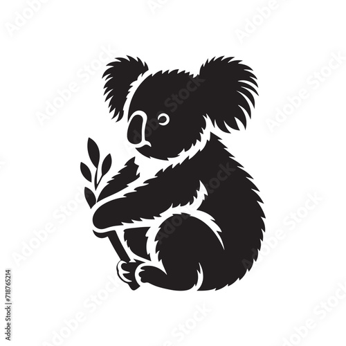 Lustrous Koala Silhouette Sonnet: Koala Bear Silhouettes Creating a Lustrous Sonnet beneath the Celestial Canopy - Koala Illustration - Koala Bear Illustration - Koala Vector
