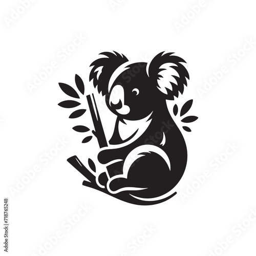 Majestic Koala Reverie: Koala Bear Silhouettes Embracing the Majestic Reverie of Nightfall in the Australian Bushland - Koala Illustration - Koala Bear Illustration - Koala Vector
