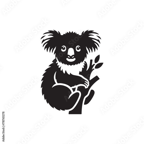 Ethereal Koala Nocturne: Koala Bear Silhouette Set in an Ethereal Nocturne, Painted by the Brushstrokes of Moonlight - Koala Illustration - Koala Bear Illustration - Koala Vector

